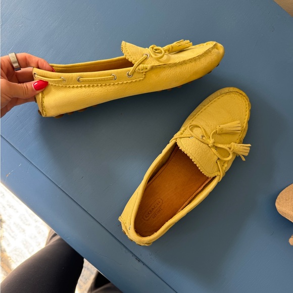 Coach Yellow Leather Tassel Moccasins - Picture 2 of 3